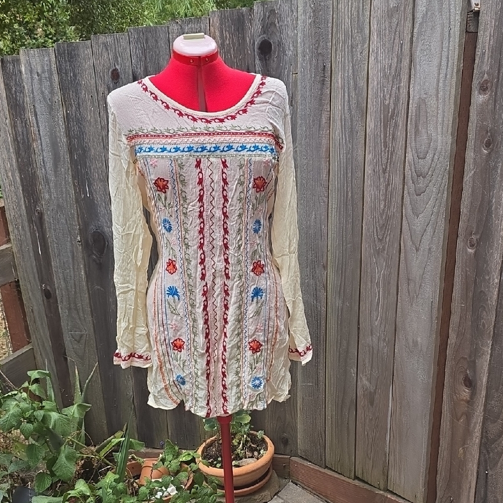 Velzera Cream Embroidered Dress
